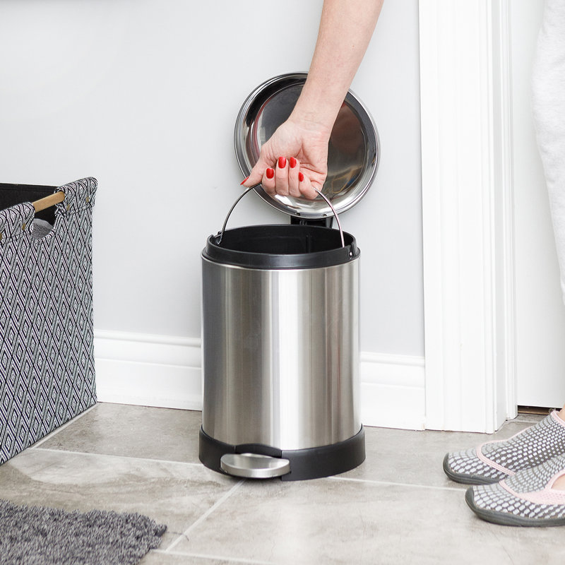 Petite poubelle ronde Glad 1,2 gallon, Argent argent