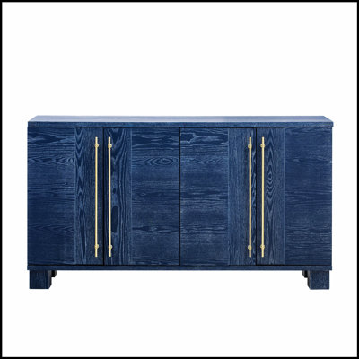 Wooden Sideboard with Adjustable Shelves and Gold Handles, Perfect for Organized Storage in Kitchen and Dining Areas