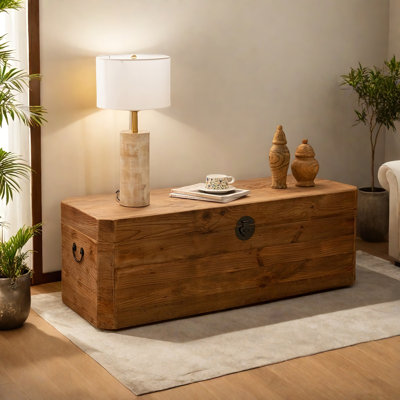 Pine Solid Wood Extra Large Vintage Trunk