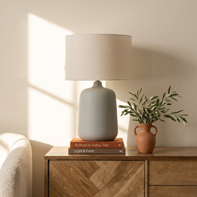 Dilan Ceramic Table Lamp, Gray