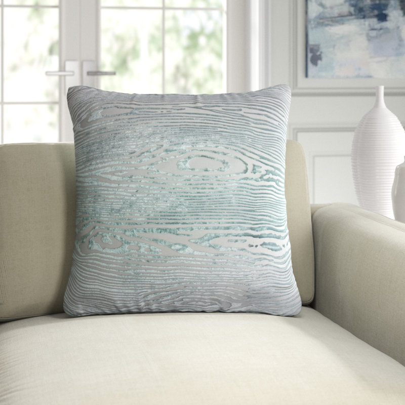 Woodgrain Rectangle Velvet Pillow Cover & Insert, Jade, Square 22"H x 22"W