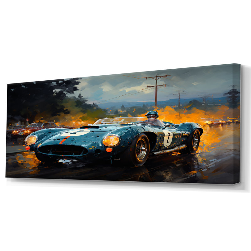 Jaune et noir, Grand Prix, voiture de course II - art mural, Toile tendue, H 28 po x l 60 po x P 1,5 po