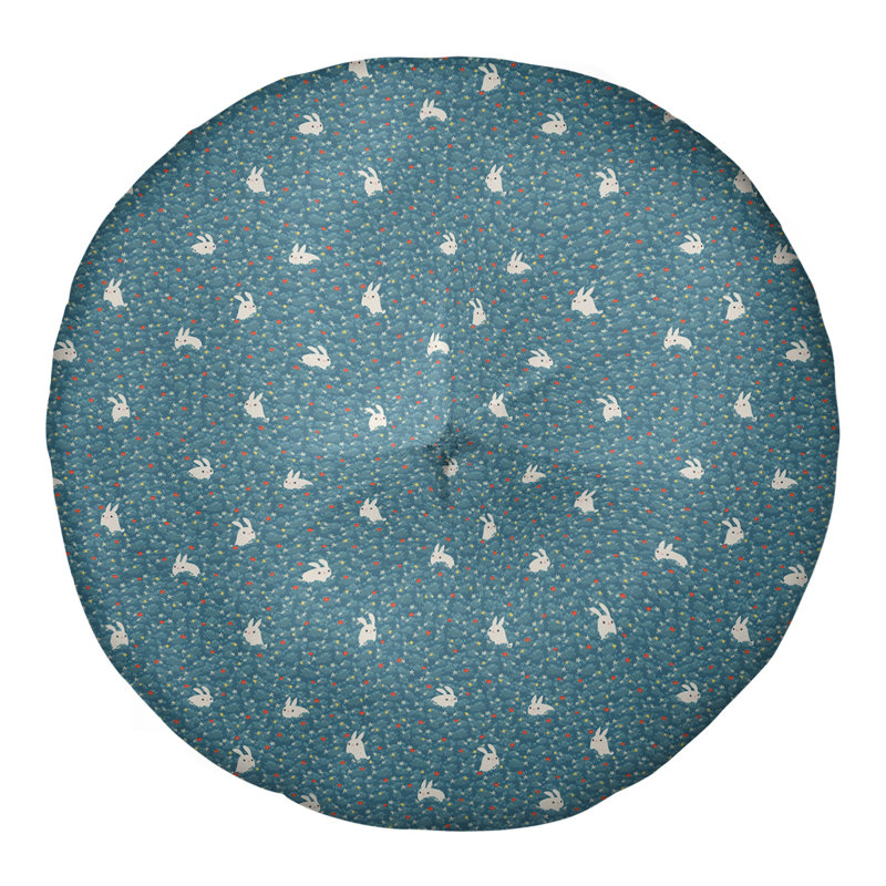 Coussin Katelyn Elizabeth, 30 po x 30 po, Bleu / blanc cassé