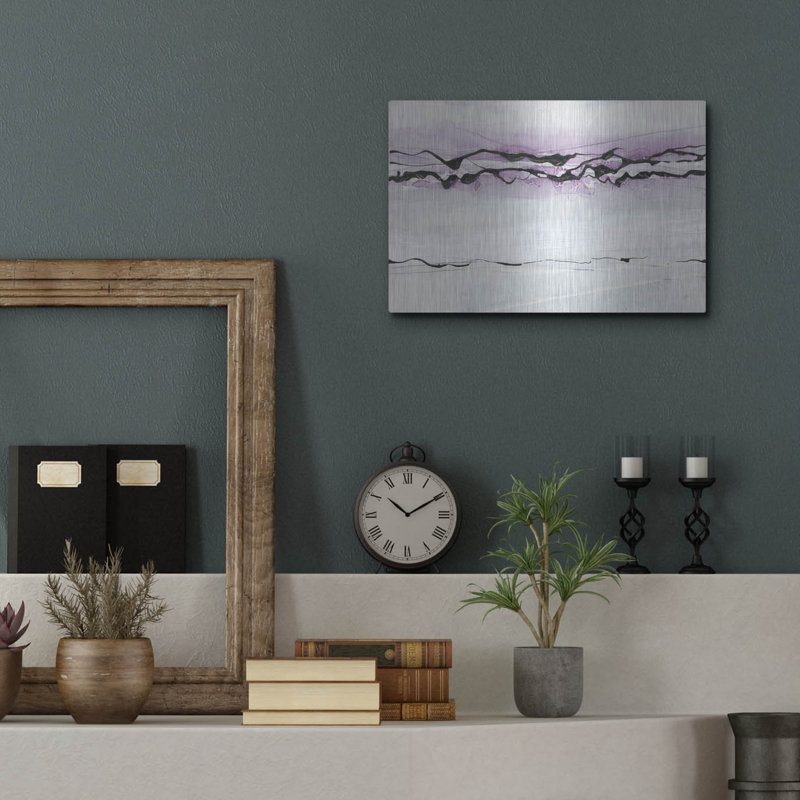 Art mural en métal luxueux «Textured Midnight Plum» par Chris Paschke, H 12 po x l 16 po
