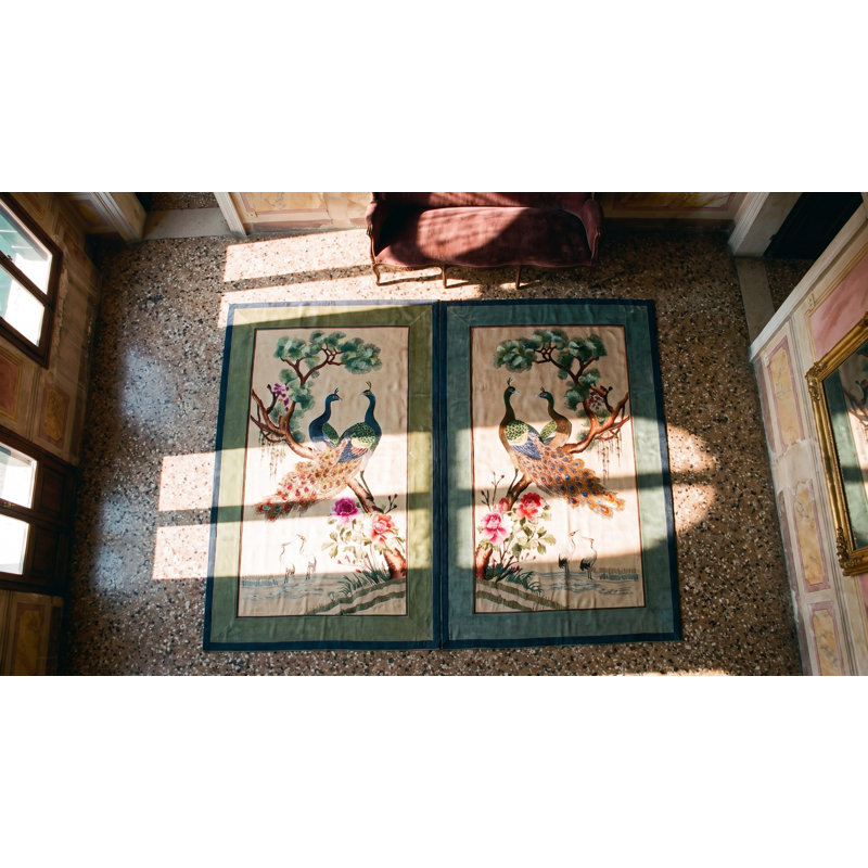 Antique Chinese - Textile Small Scatter Size Silk Ivory Rug