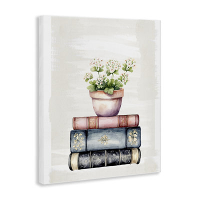 Empilements floraux avec toile de livres rétro, design par Kim Allen