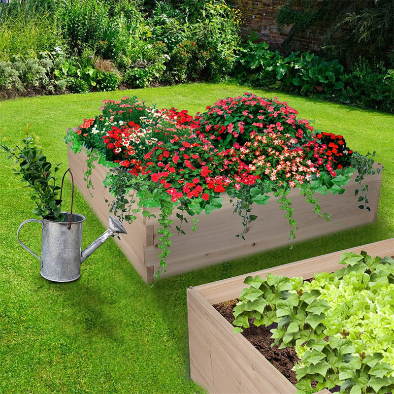 Lit de jardin surélevé 4 pi x 4 pi Savalas, Brun, H 12 po x l 44 po x P 44 po