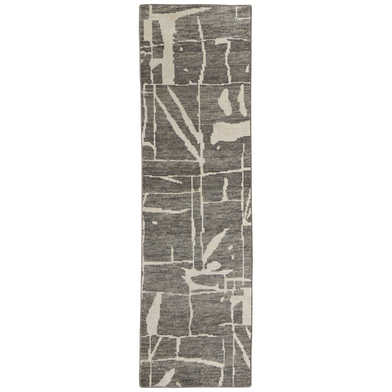 Sutton Transitional Abstract, Taupe/Ivory Area Rug, Runner 2'6" x 8'