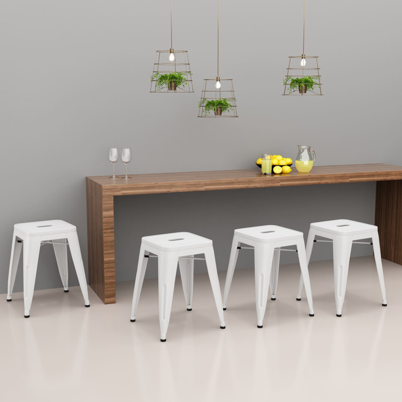 Tabouret de 18 po Apolito, Blanc cassé / blanc