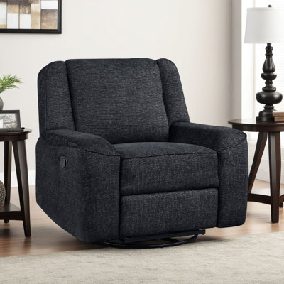 Fauteuil inclinable manuel avec tirette Ruma, chenille noire ébène