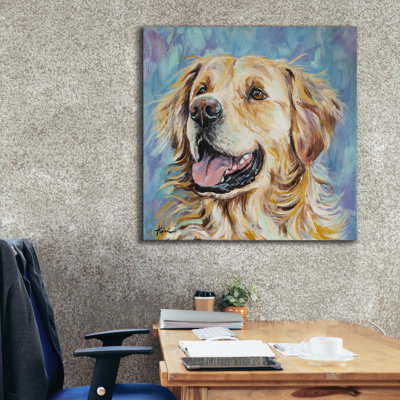 Art mural sur toile Red Barrel Studio «Must Love Dogs Golden Retriever» par Lindsay Kivi, 37 po x 37 po