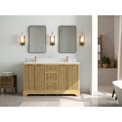 60'' Double Bathroom Vanity with Quartz Top