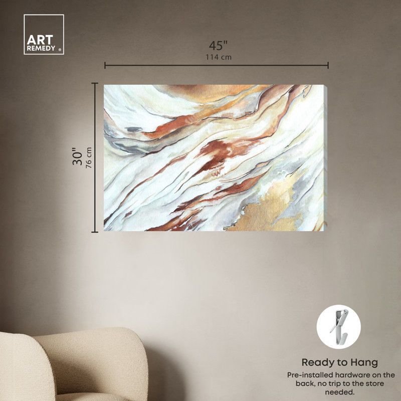 «The Gold Splash Boho», art mural abstrait par Art Remedy, Toile tendue, H 30 po x l 45 po