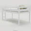 Lit simple mezzanine bas en bois avec échelle, blanc-129679647
