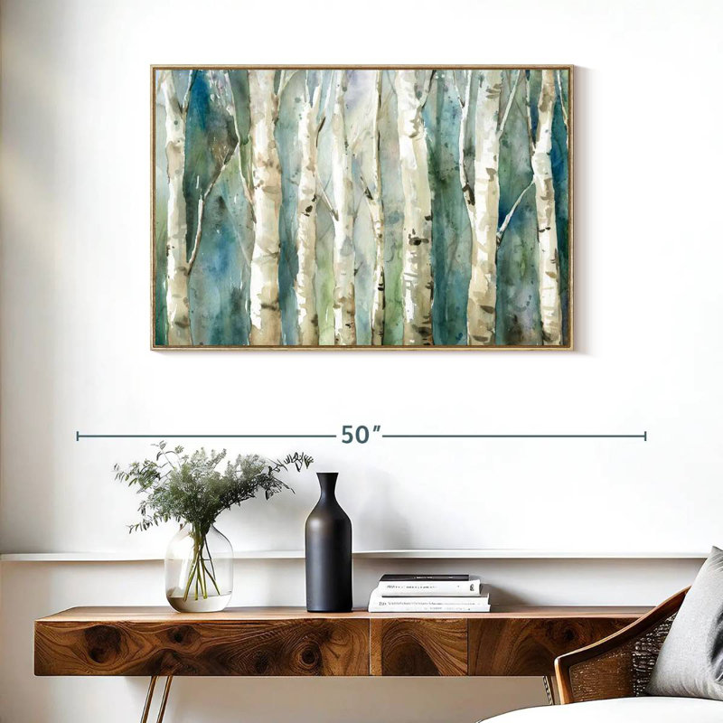 Birch River Walk, Cadre flottant en bois naturel, 37 po x 25 po