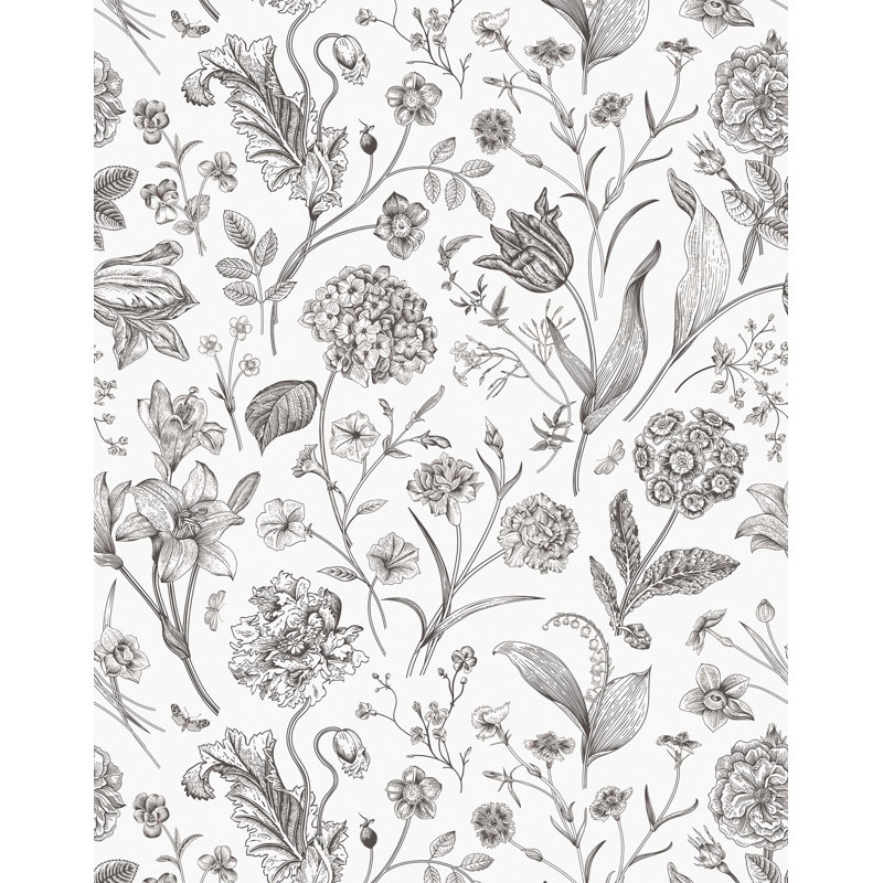 Coquelourde 7m x 75cm Wallpaper Roll, Grey