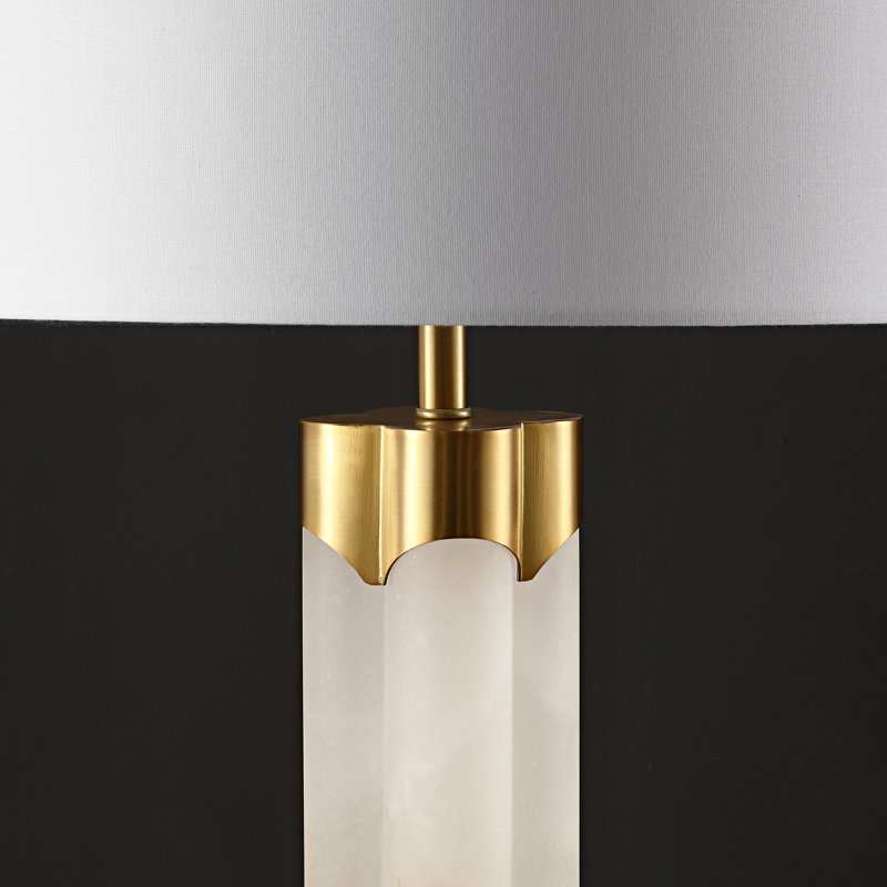 Lampe de table Gorlest Alabaster, Blanc / Doré