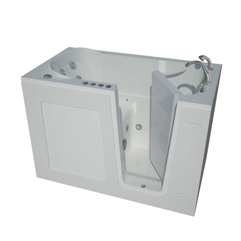 Buena Vista 53.8'' x 31'' Acrylic Bathtub with Faucet, Right, White