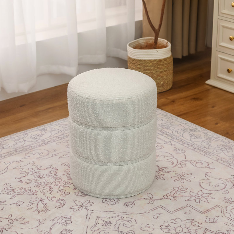 Lacquey Upholstered Ottoman, White