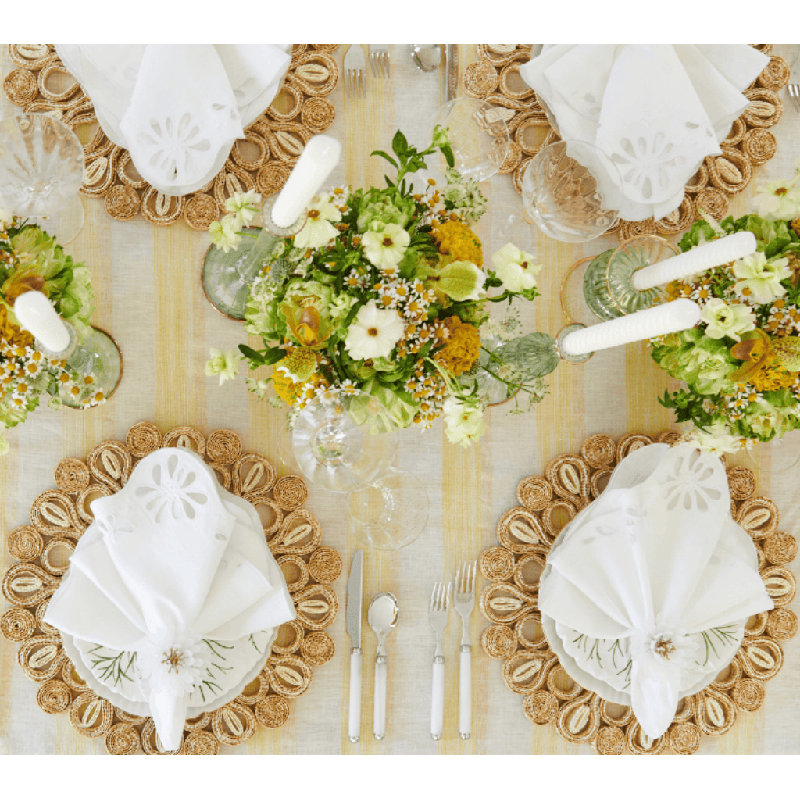 Broad Stripe Tablecloth, Yellow Striped