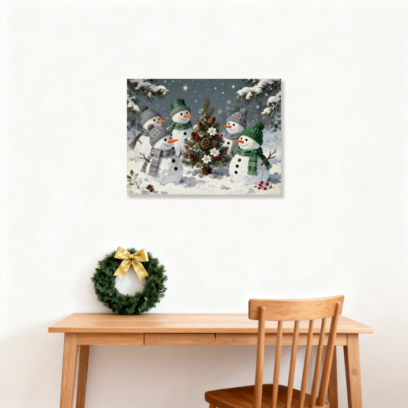 «Snowman Tree», art mural sur toile, H 16 po x l 24 po