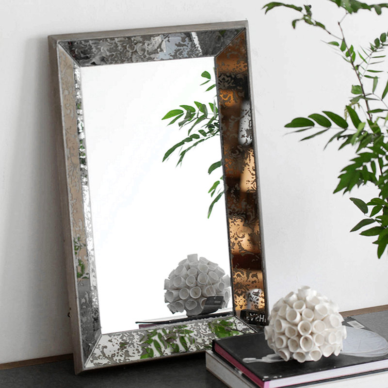 Silver Glass Framed Accent Mirror, 20" x 12", Rectangle