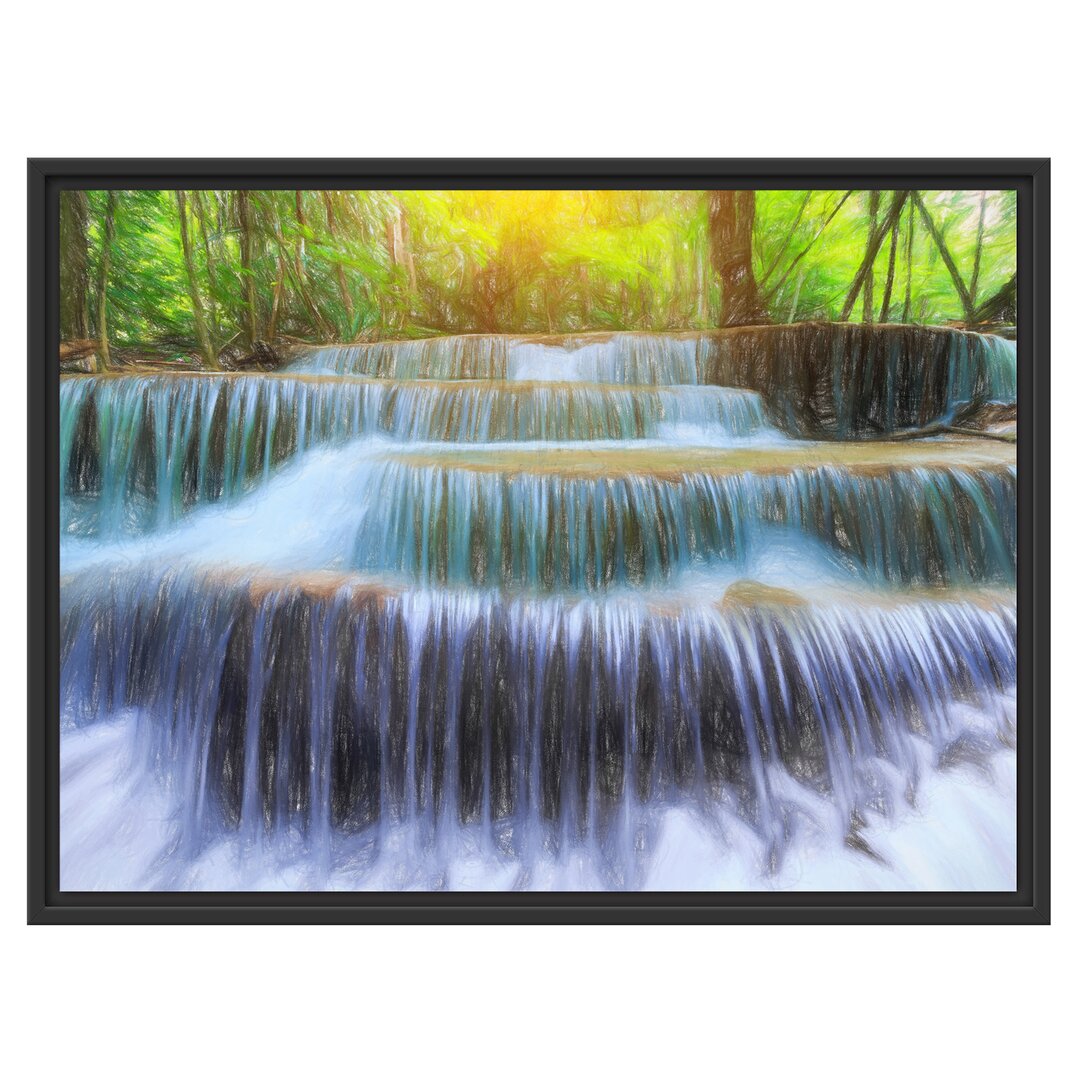 Gerahmter Fotodruck Wasserfall im Regenwald