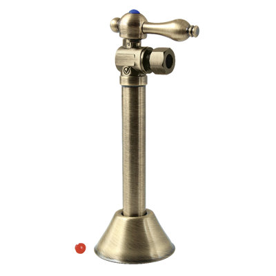 Kingston Brass Vintage 1/2-Inch Sweat x 3/8-Inch OD Comp Quarter-Turn Angle Stop Valve with 5-Inch Extension