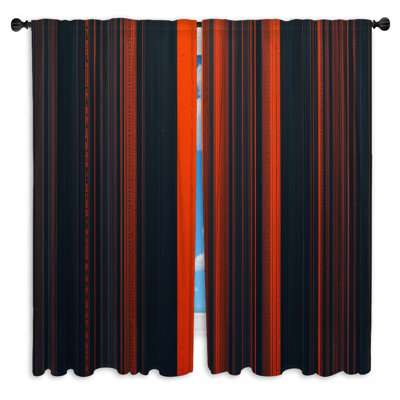 Black Stripes Window Curtains  Striped Sheer & Room Darkening - 2 Panels