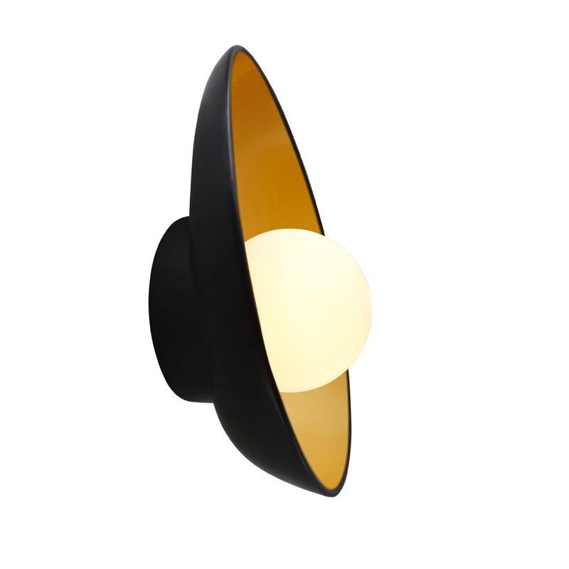 Azem Ceramic Wall Sconce, Carbon Matte Black/Champagne Gold