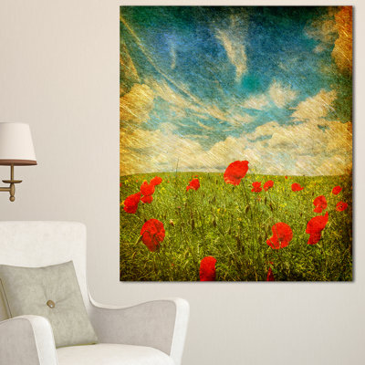 " Sky Background With Red Poppies "