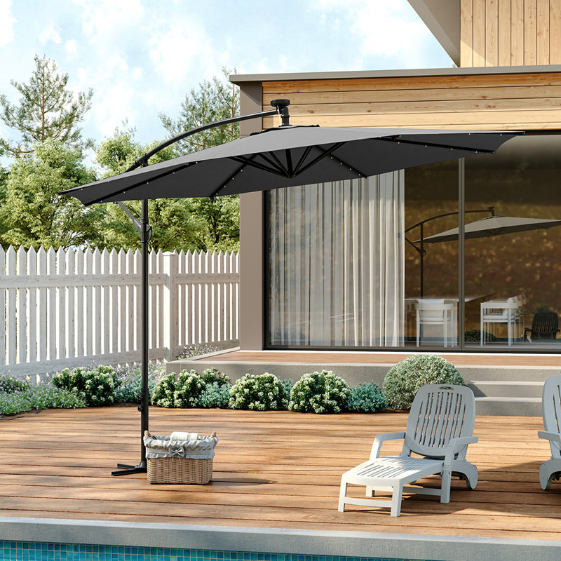 3M Cantilever Parasol with LED Light, Black 