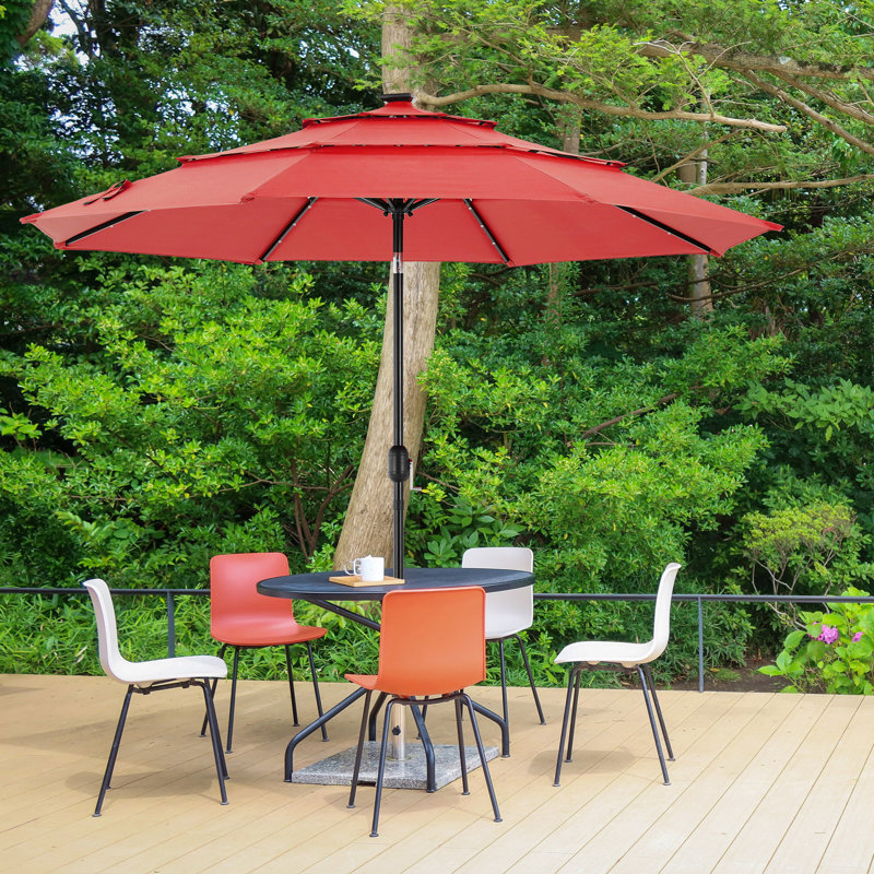 Parasol solaire d'extérieur à 3 niveaux, Rouge