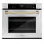 ZLINE 30 in. Autograph Wall Oven w/ Air Fry in Black Stainless Steel with Gold Handle-198249121-198249575
