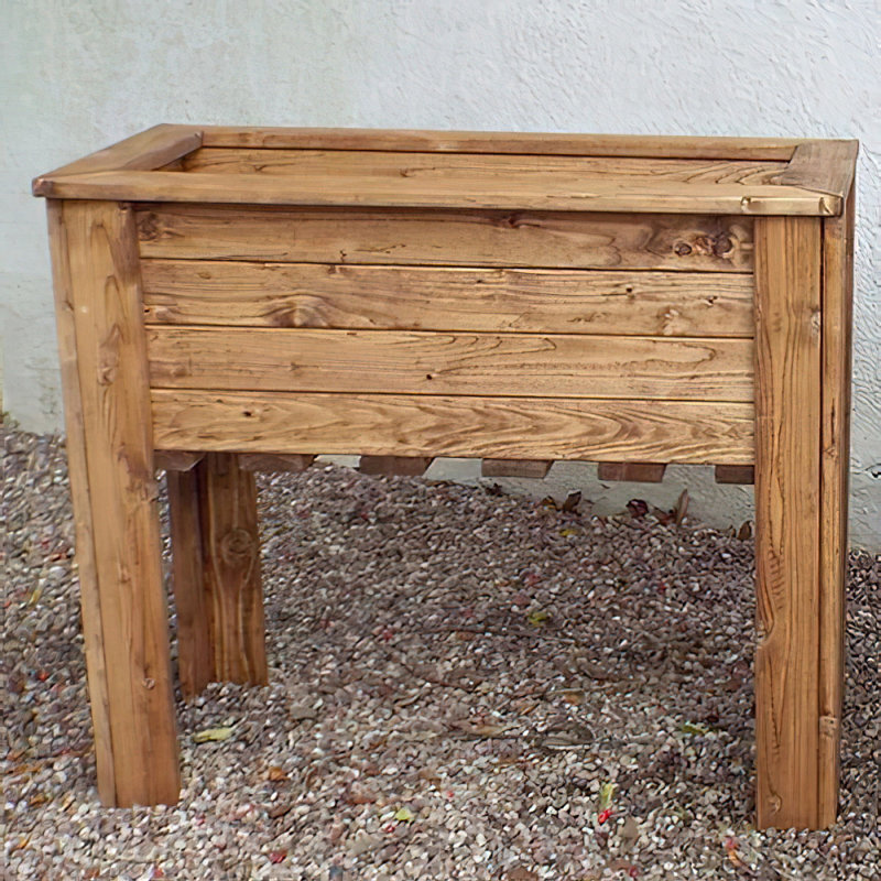 Large Wooden Trough For Garden Rustic Scandinavian Redwood Rectangular Planter On Legs H72 L57 W41 Cm, 73.6 Ltrs Cap.