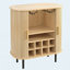 Bar à vin 28 po avec support à vin cannelé, tablettes réglables, portes tambour et porte-verres-129098901