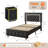 3 PC Faux Leather Diamond Tufted Platform Bed Set ,Bed Frame With Set Of 2 Modern Led End Table.-352706968-352706966