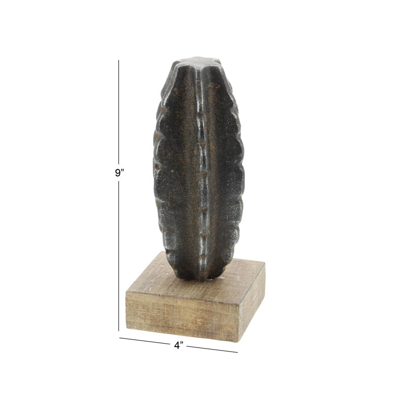 Sculpture Shondra en métal / bois de cactus, H 9 po x l 4 po x P 4 po