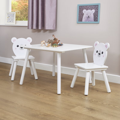 Kids Bear Table and Two Chairs Set