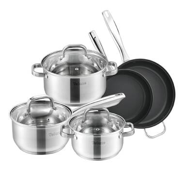 18/8 Stainless Steel Pots and Pans Set nonstick with lids-8 Piece