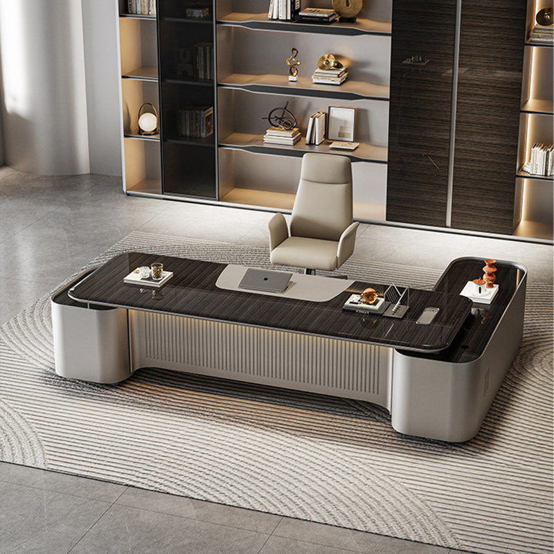 Bureau de direction en L 110,24 "luxueux, H 29,72 po x l 94,49 po x P 81,69 po