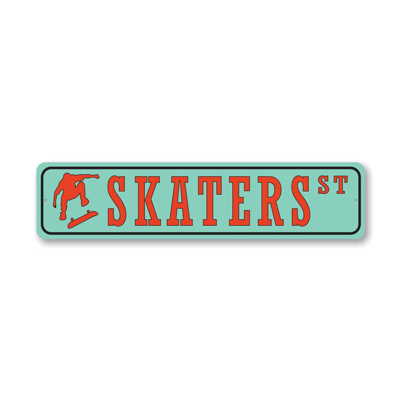 Plaque en aluminium Skaters Street, H 4 po x l 18 po x P 0,04 po