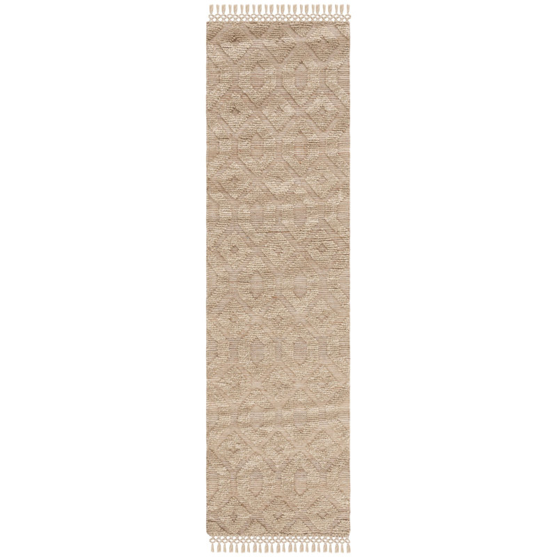 Avaah Natural Fiber Flat Weave Jute/Wool/Cotton Geometric Rug in Natural/Beige, Runner 2'3" x 8'