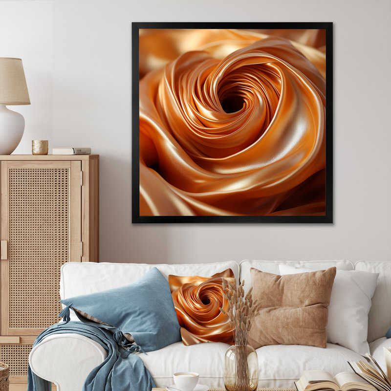 «Orange Abstract Spiral Cyclone Tranquility - Abstract Spirals», art mural, Cadre simple noir, H 30 po x l 30 po x P 1,5 po