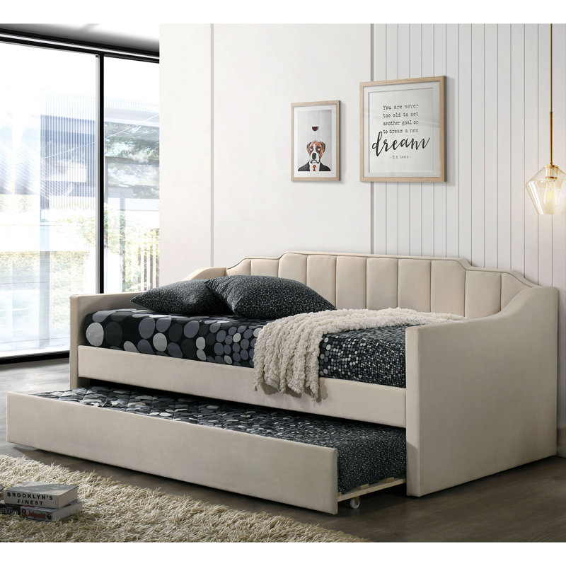 Lit de jour simple en flanelle de largeur Araujo 81,88 po