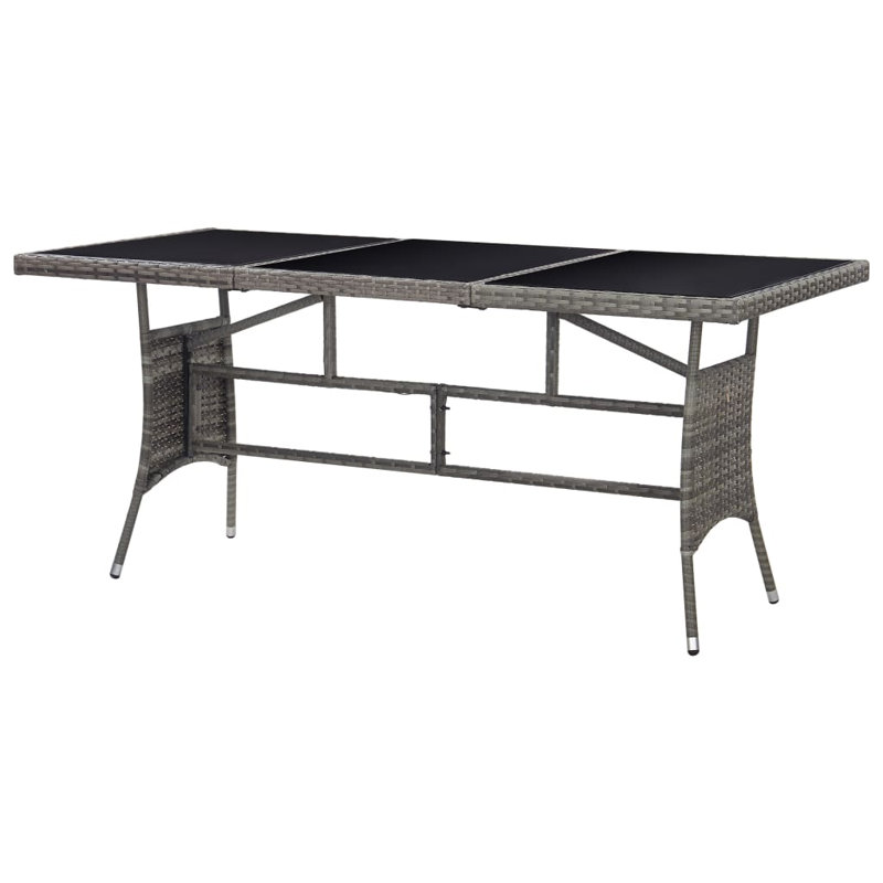 Garden Table 170X80x74 Cm Poly Rattan, Grey, Black