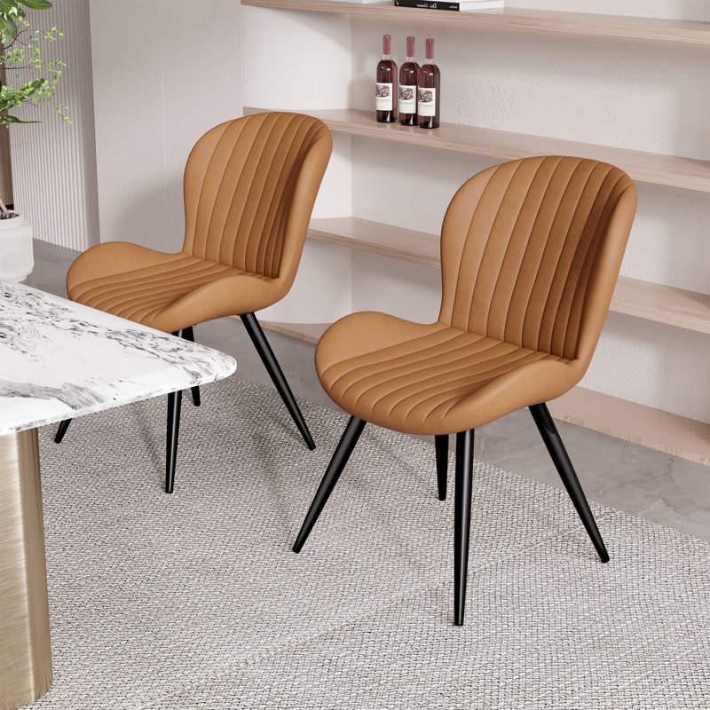 Modern Dining Chairs, Tech Fabric Upholstered Kitchen Chairs With Curved Backrest, Comfortable Dining Room Chairs For Family Meals & Guests