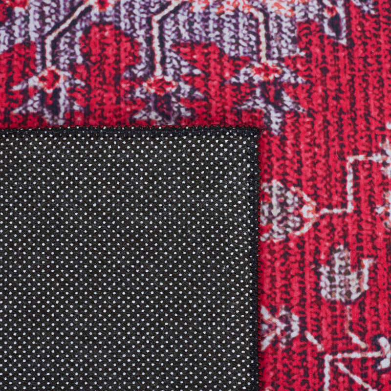Tapis 128 M / W S / R en rouge / bleu marine, Tapis de couloir 2 pi 6 po x 8 pi