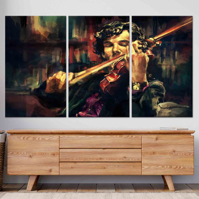 Art abstrait sur toile violon: décoration murale moderne, toile tendue 3P