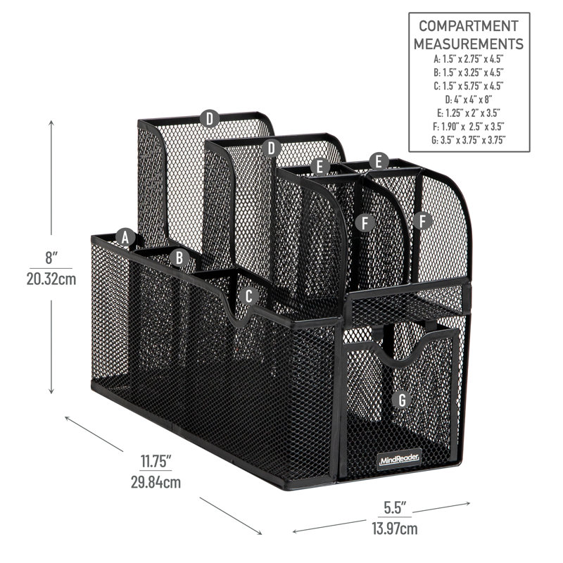 Black Metal 11-Compartment Coffee and Condiment Organizer